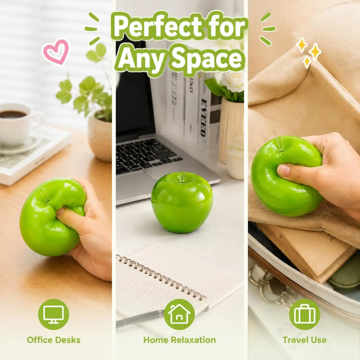 Green Apple Slushie Squishy Fidget Toy Crunchy Moldable Non-Bounce Sensory Stress Reliever Medium Grip Strength Slow Rising Gift