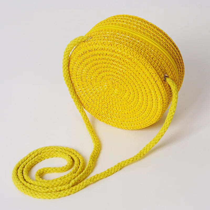 Personalized Name Daisy Straw Crossbody Bag Women Round Woven Shoulder Bag Summer Beach Handbag Gift