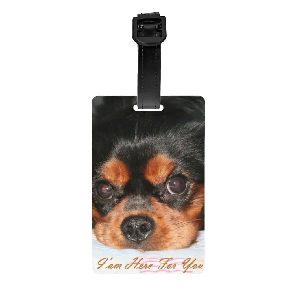 Custom Cavalier King Charles Spaniel Pet Portraits Art Luggage Tag Dog Suitcase Baggage Privacy Cover ID Label