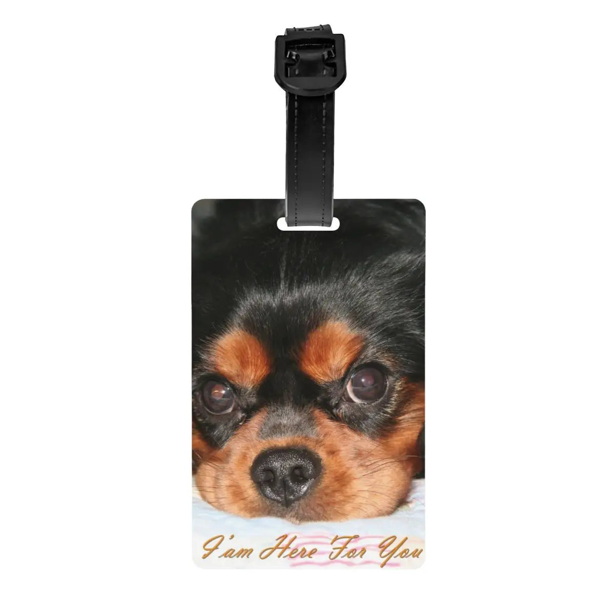 Custom Cavalier King Charles Spaniel Pet Portraits Art Luggage Tag Dog Suitcase Baggage Privacy Cover ID Label
