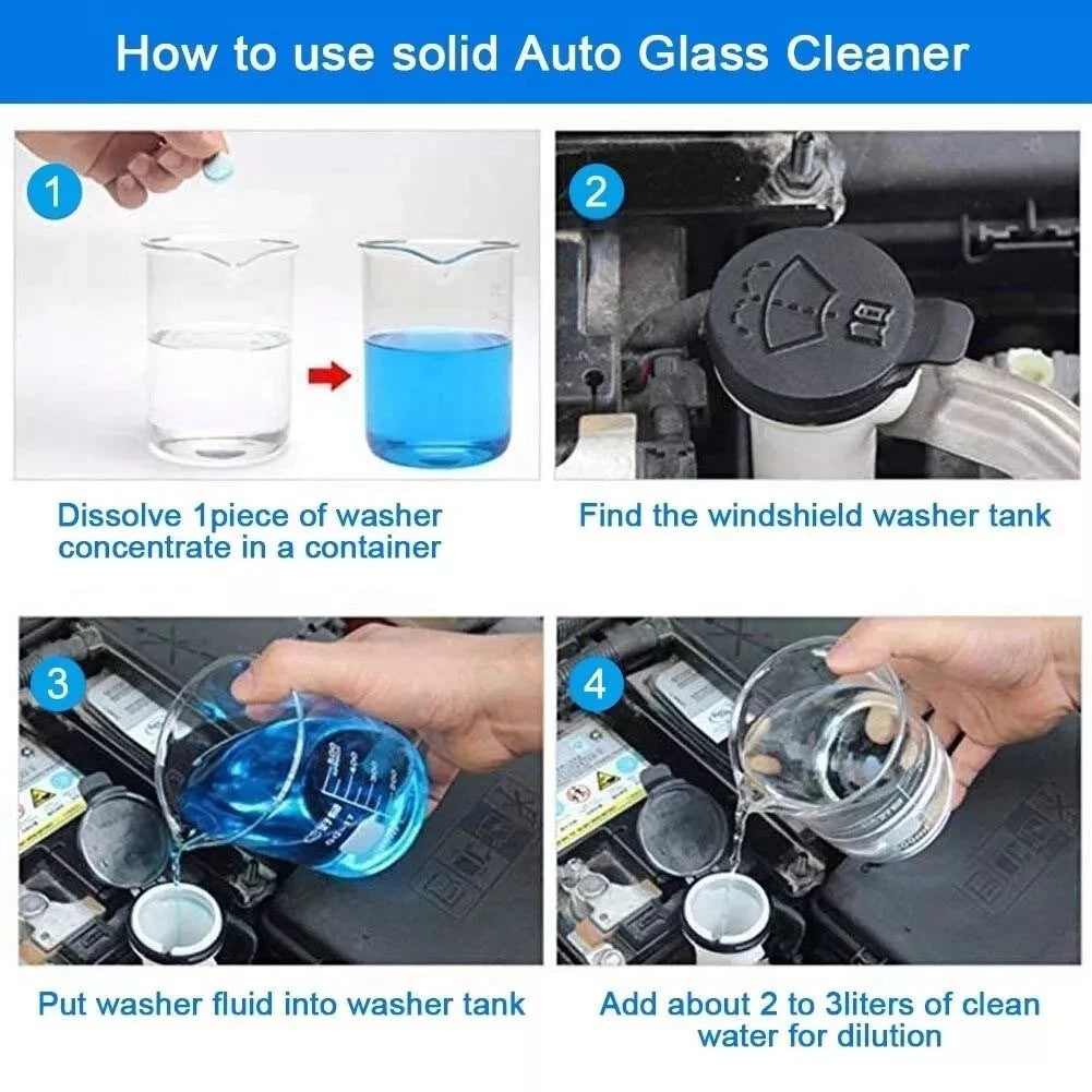 50 PCS Car Glass Water Solid Wiper Essence Super Concentrated Gift Car Cleaning Agent Wiper Essence Clean Effervescent Tablet