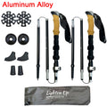 LIGHTENUP 2pcs Carbon Fiber Aluminium Climbing Sticks Outdoor Ultralight Adjustable Trekking Poles Hiking Portable Telescopic St
