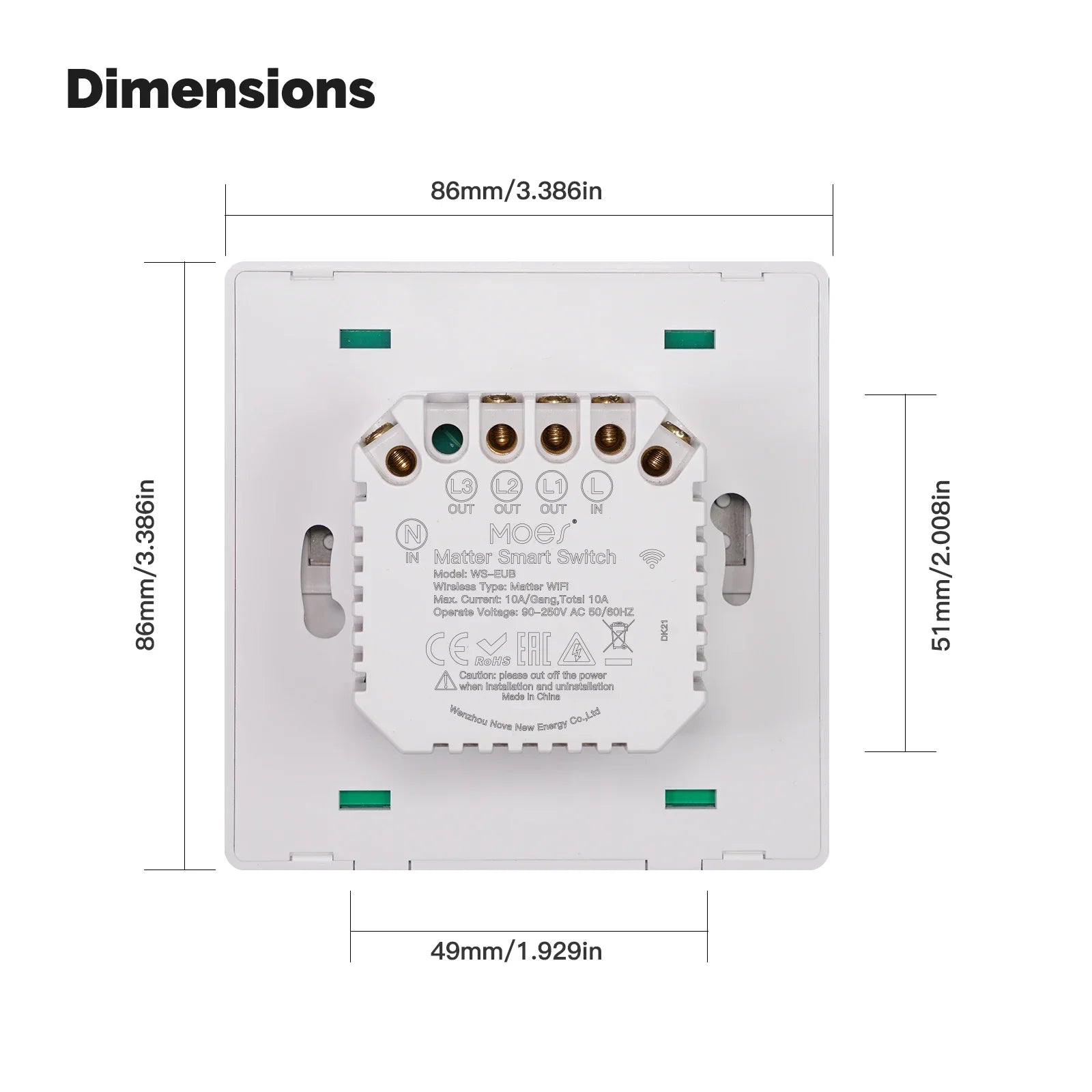 MOES Matter Tuya WiFi Smart Light Button Switch EU Verison Remote Control Work With Alexa Google Home Apple Homekit Smartthings