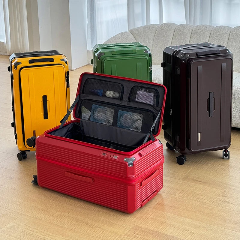 Expandable Large Size Travel Suitcase 32/34 inch Side Opening Large Deep Compartment Five-Wheel Luggage Thickened valise voyage