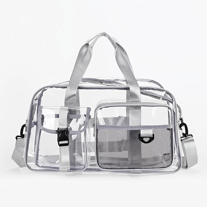 Spacious Clear Pvc Carry Large Capacity Portable Handbag Suitable Gym Beach Outdoor Sport Daily Travel Storage Organizing Use