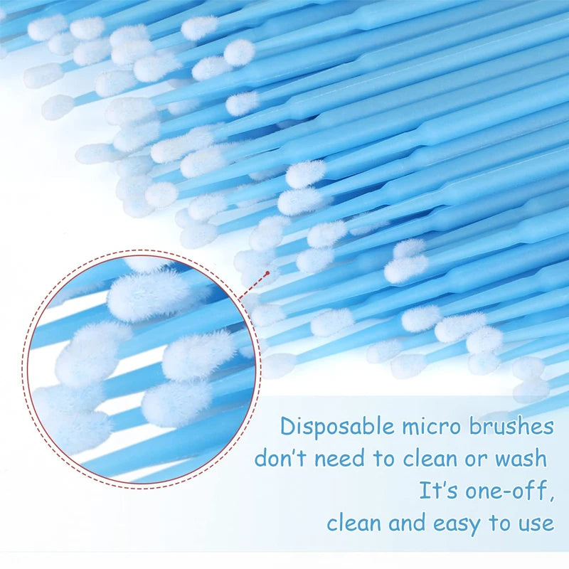 100Pcs Eyelash Cleaning Brush Lash Extension Micro Cotton Swab Individual Eyelashes Microbrush Beauty Makeup Clean Remover Tools