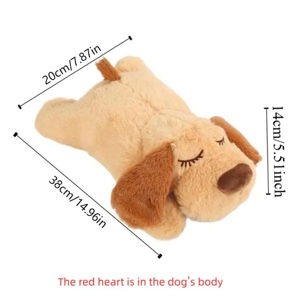 Sleep Aid Dog Heartbeat Toy Anxiety Relief Behavioral Training Lying Dog Fidget Toy Stuffed Animal Soft Puppy Plush Doll