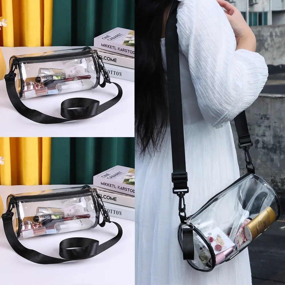 Fashion PVC Jelly Shoulder Messenger Bag Purse Waterproof Clear Bag Stadium Approved Adjustable Tote Bag Unisex