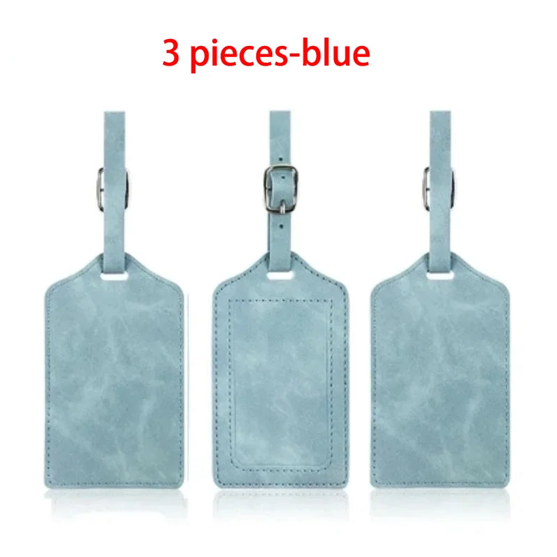 3 Pieces Travel Luggage Tag PU Leather Suitcase Label Boarding Pass Anti-Loss Pendant Cross-Border Logo Tag for Bags
