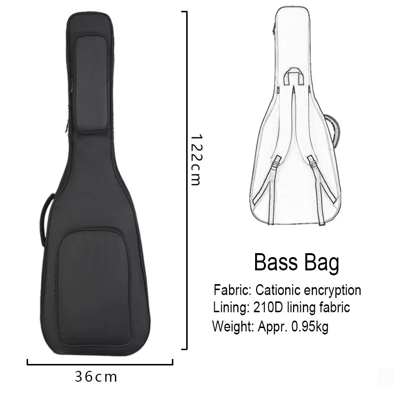 15mm Thickend Cotton Pad Guitar /Bass Bag Rip-stop Backpack Shoulder Bag Cover Carrying Case Color Options Neck Cushion Design