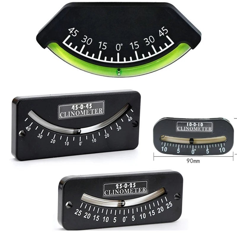 10-0-10 25-0-25 45-0-45 Inclinometer and Tilt Gauge Glass Tube Inclinometer Slope Protractor Angle Meter