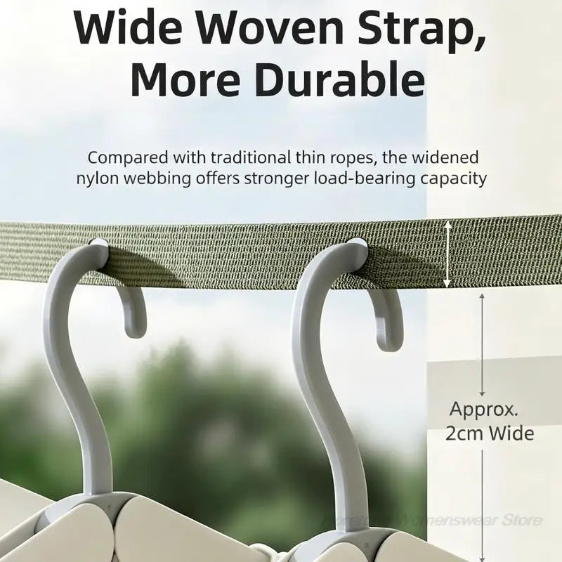 Portable Adjustable Travel Clothesline Nylon Laundry Drying Rope Windproof No Drill with 34 Hanging Holes for Outdoor Indoor