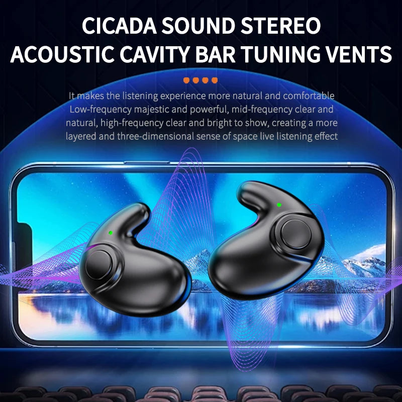 Bluetooth 5.3 Sleeping Earbuds Wireless Mini Headphones For Work TWS Earphone Stereo Hidden Headsets with Mic HD Call Waterproof