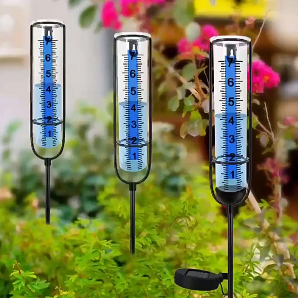 Rain Measure Gauge with Stake Adjustable Height Accurate Rain Gauge Freeze Proof Transparent Rain Measure Gauge for Outdoor Yard