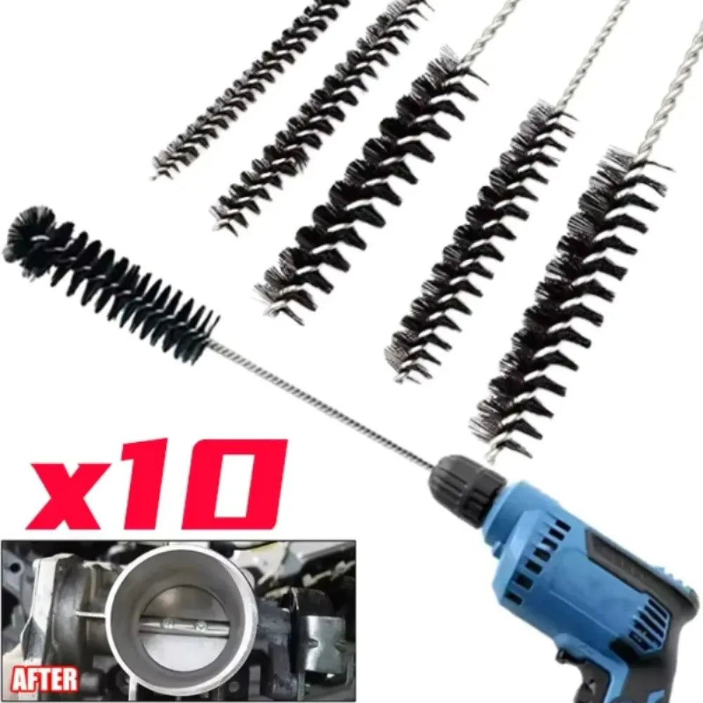 10pc Air Door Carbon Deposit Nylon Cleaning Brush Engine Air Inlet Combustion Chamber Cylinder Brushes Car Detail Wash Tools