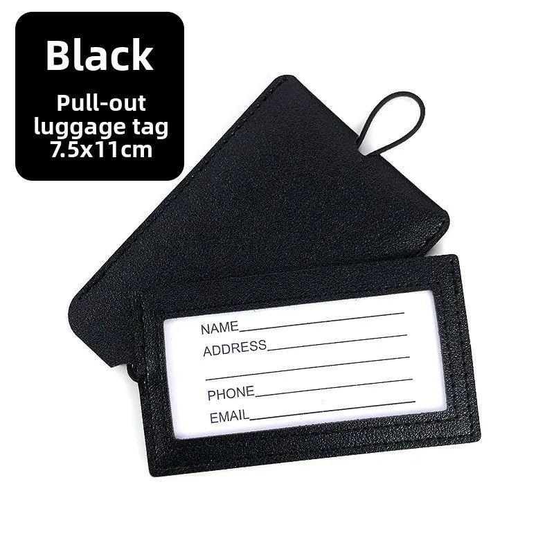 Fashion Women Solid Color Suitcase Luggage Tags ID Address Holder Baggage Label Leather Portable Label Travel Accessories