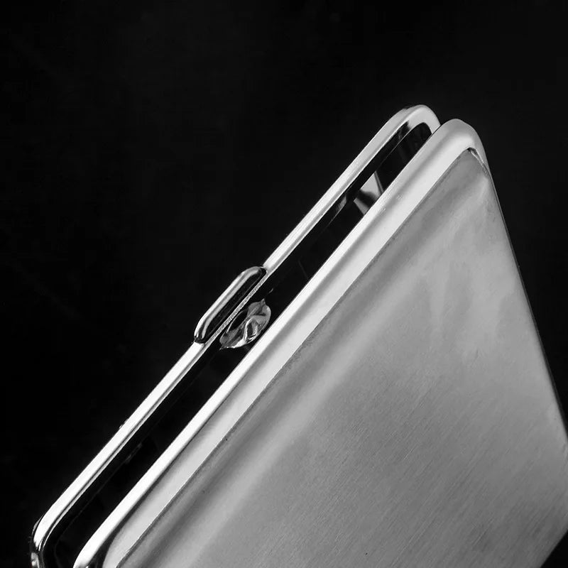 Brushed Metal Cigarette Case 20 Capacity Portable Storage Box Protective Case Smoking Accessories