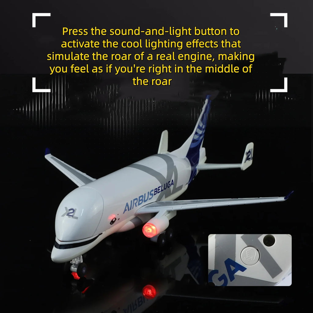 1/72 Scale Beluga A300-600ST Alloy Large Super Transport Airplane Sound Light Decoration for Collections Displays Toys For Boy