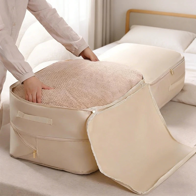 Compression Storage Bag Comforter Blanket Duvet Clothes Zipper Space Saver Home Large Dustproof Reusable Travel Closet Organizer