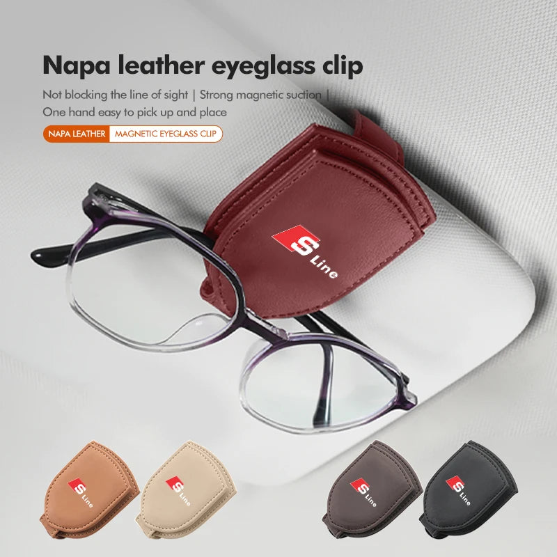 Car Sun Visor Glasses Universal Holder Clip Auto Accessories For Audi Quattro A4 A5 Q5 A1 Q7B6 B8 B7 B9 B5 A3 8P 8V 8L A6