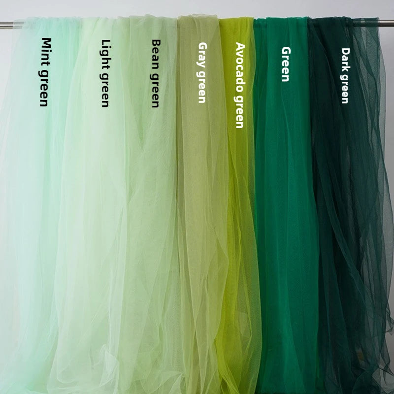 Green Transparent Tulle Fabric By The Meter for Clothing Hanfu Veil Wedding Background Diy Sewing Gauze Cloth Soft Light White