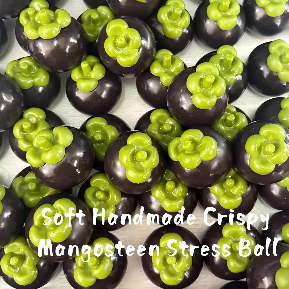Soft Handmade Crispy Mangosteen Stress Ball Fidget Toy Crunchy Squeeze Ball Round Blocks Filled ASMR Anti Stress Toys for Adults