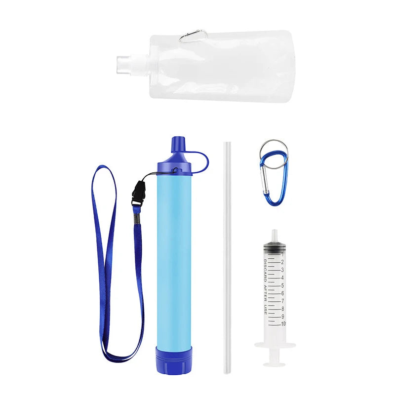 1/2/4/5pcs 396 Gallons Outdoor Personal Water Filter 0.01Mi 4-Stage Filtration System Portable Water Purifier Survival Straws