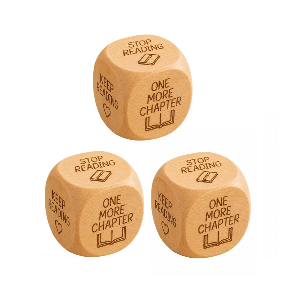Wooden Reading Decision Dice with Engraved Prompt Book Club Decor 6-Sided Creative What To Read Dice Novelty Gift for Book Worms