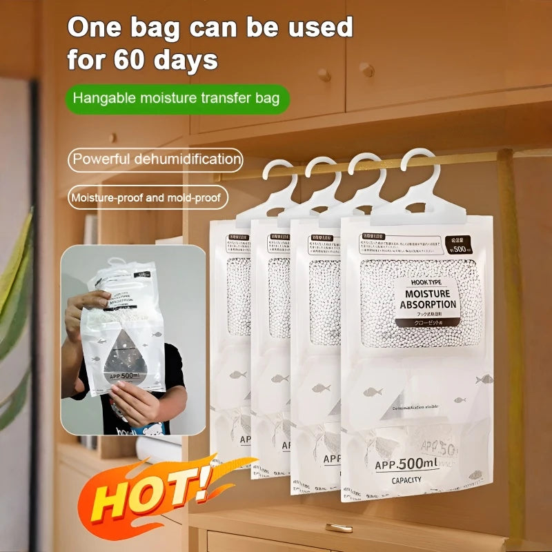 Hanging Dehumidifier Bag with Hook Household Hanging Dry Bag Desiccant MoistureProof Mildew Absorbent for Home Bathroom Wardrobe