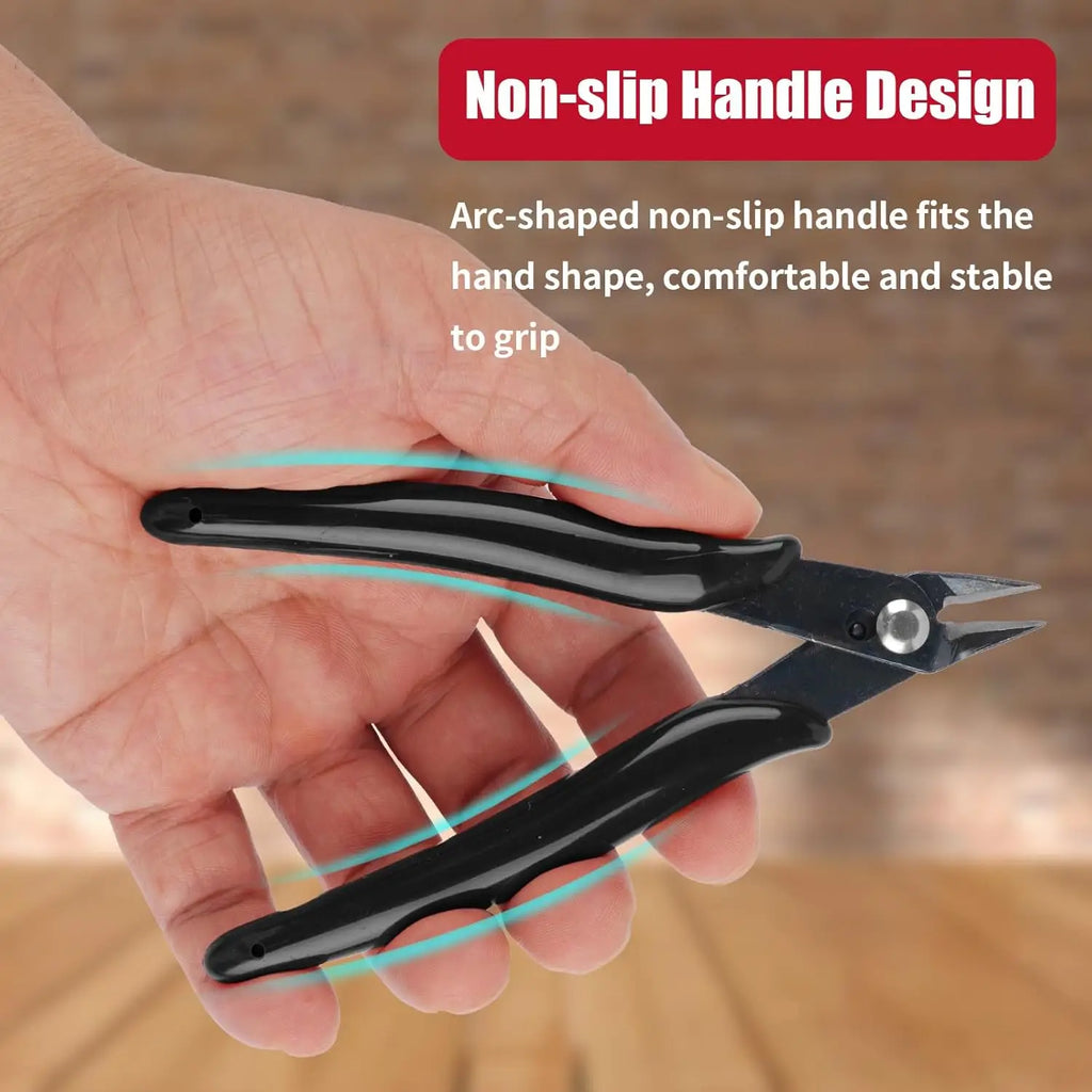 Micro Wire Cutters 5" Flush Pliers, Diagonal Side Nippers for Electronics & Plastic Models (Black)