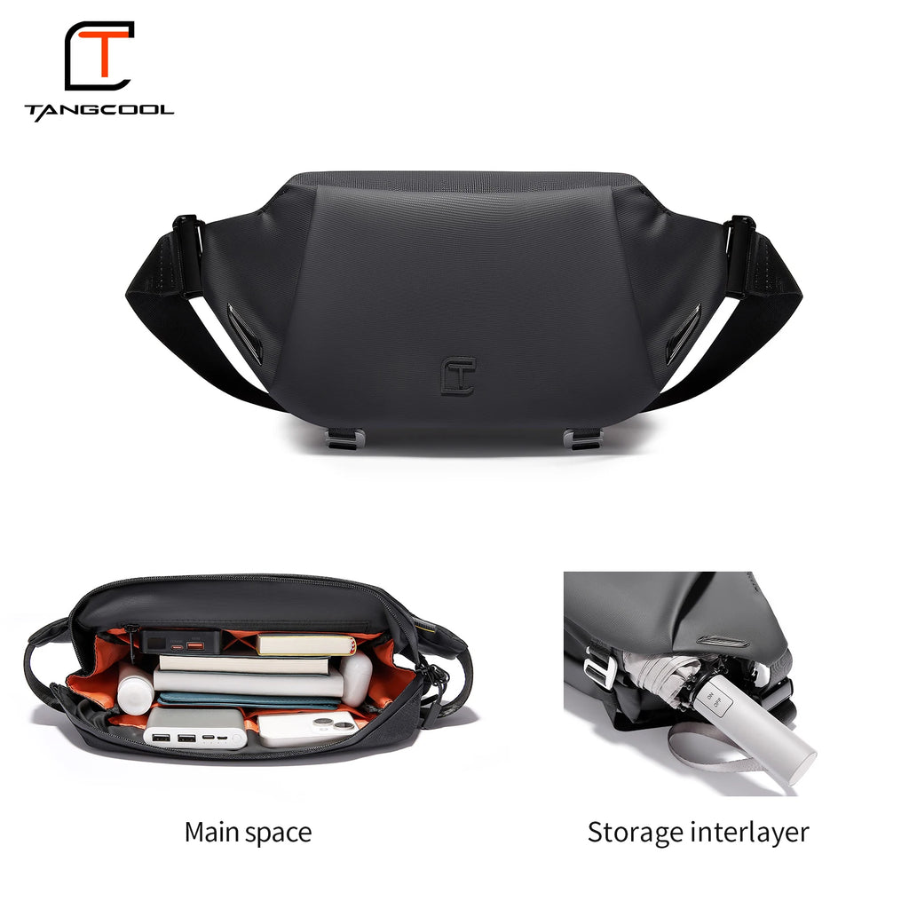 TANGCOOL Adjustable Strap Crossbody Sling Bag Multi Layer Pocket Waterproof Outdoor Daily Shoulder Messenger Bag