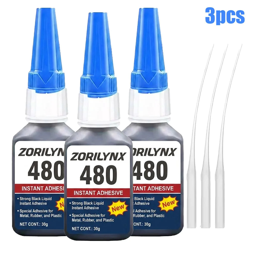 30g 480 Black Instant Adhesive Glue Super Strong Liquid Bond for Rubber Sheet EPDM Tube Gasket Craft Crafts Plastic Metal Glue