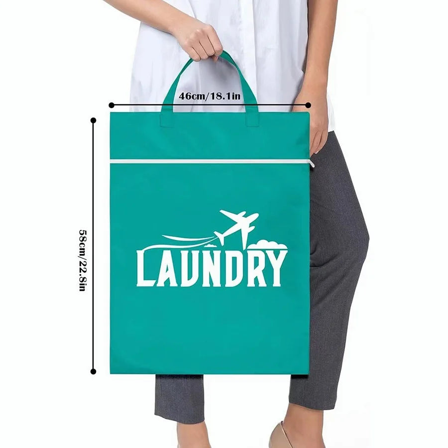 1pc Waterproof Travel Laundry Bag Wet Dry Organizer Pouch with Zipper Hanging Strap Portable Storage Bag