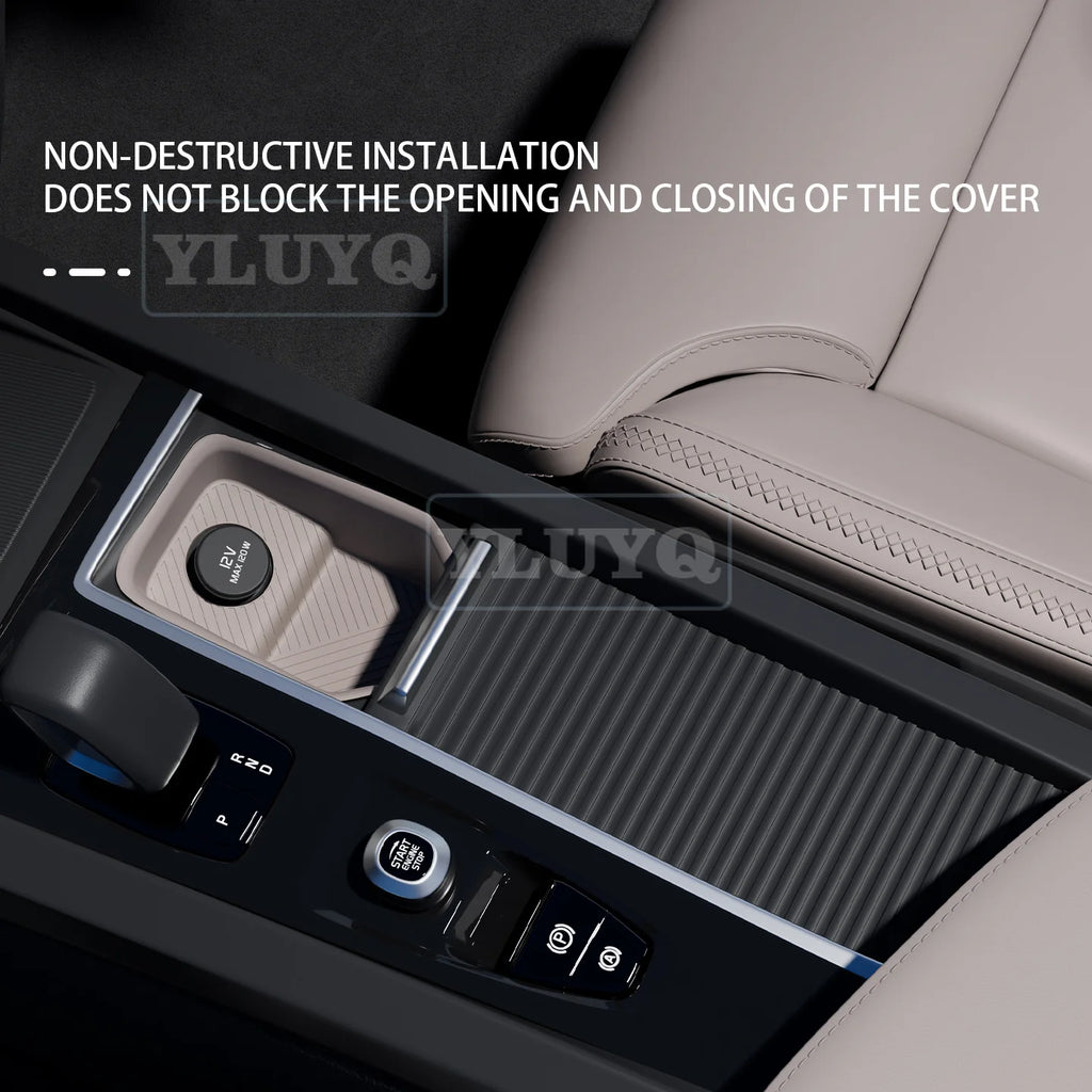 For Volvo XC60 Integrated Center Console Full-Cover Cup Sleeve Silicone Mat Car Storage Box Car Interior Accessories