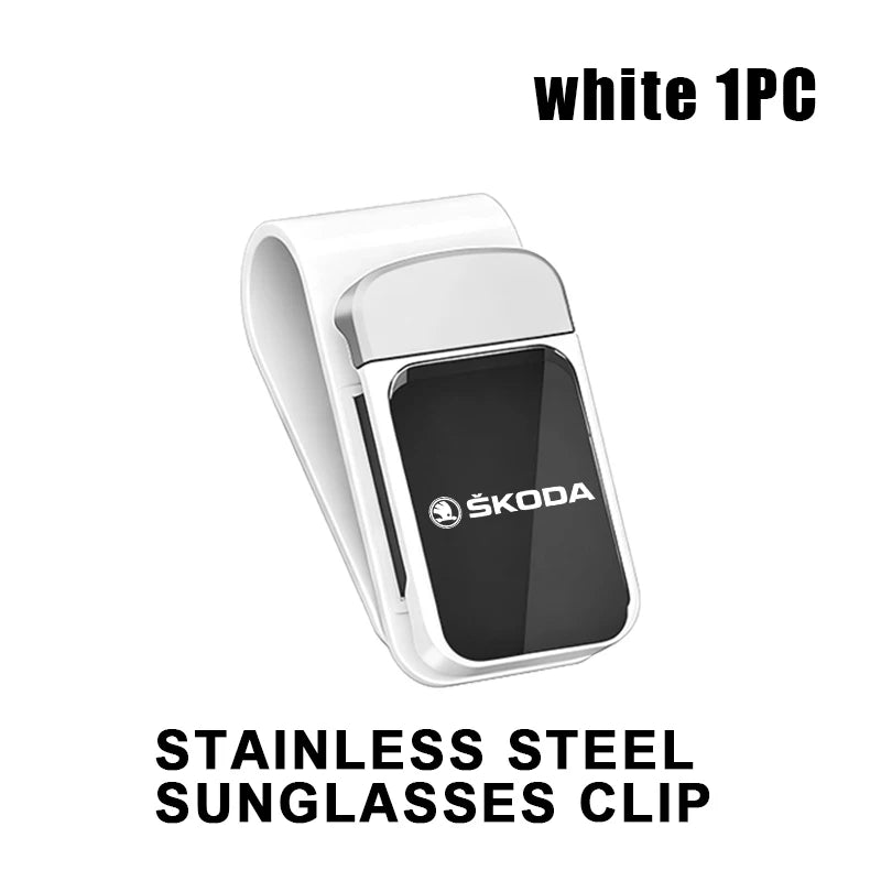 For Skoda Car Sun Visor Glasses Holder Eyeglass Mount Compact Clip Interior Accessories VRS Superb Yeti Octavia Enyaq Rapid