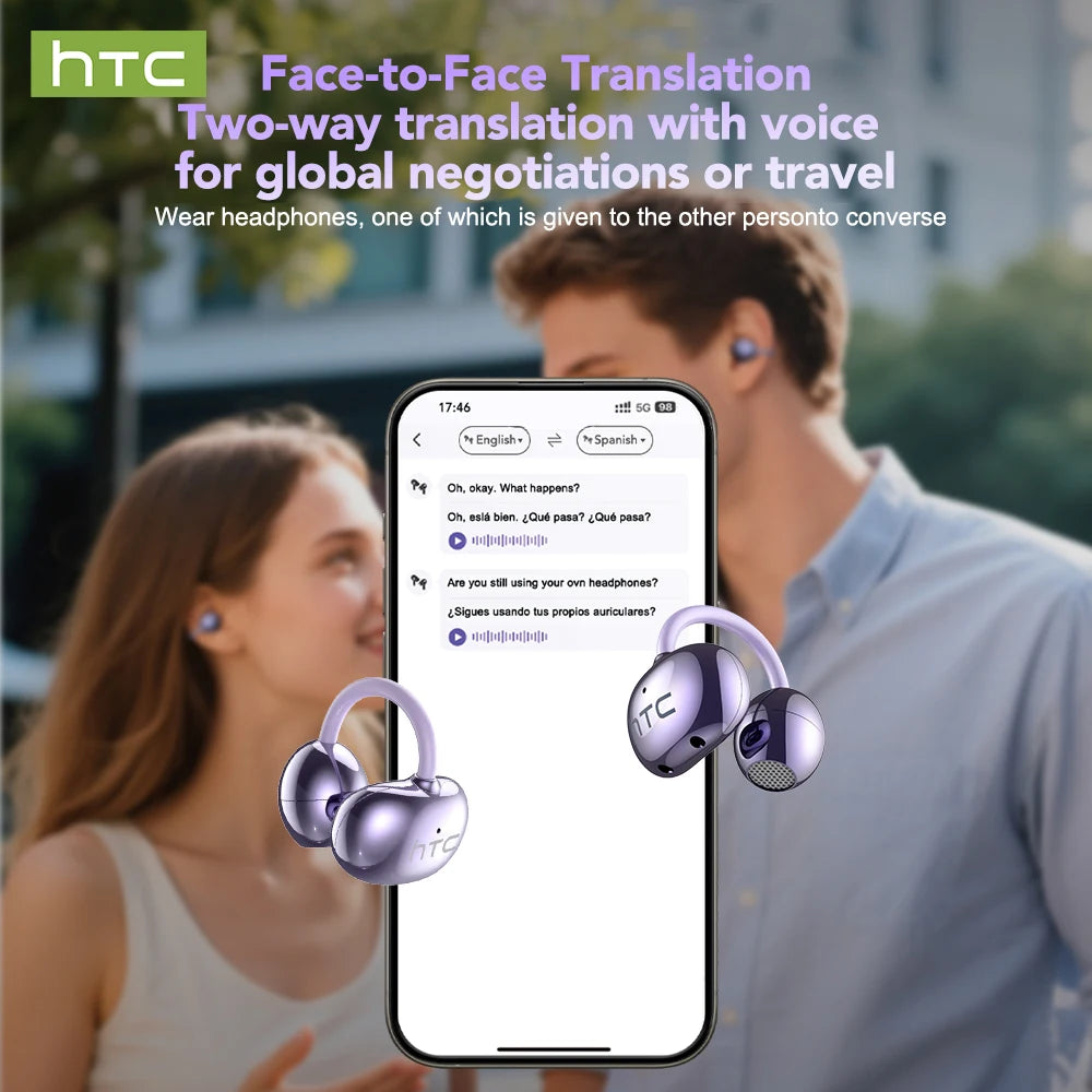 Auriculares Bluetooth HTC NE32 2026 AI Real-Time Language Translator TWS Earbuds Bluetooth 6.0 HiFi Sound IPX5 Choice