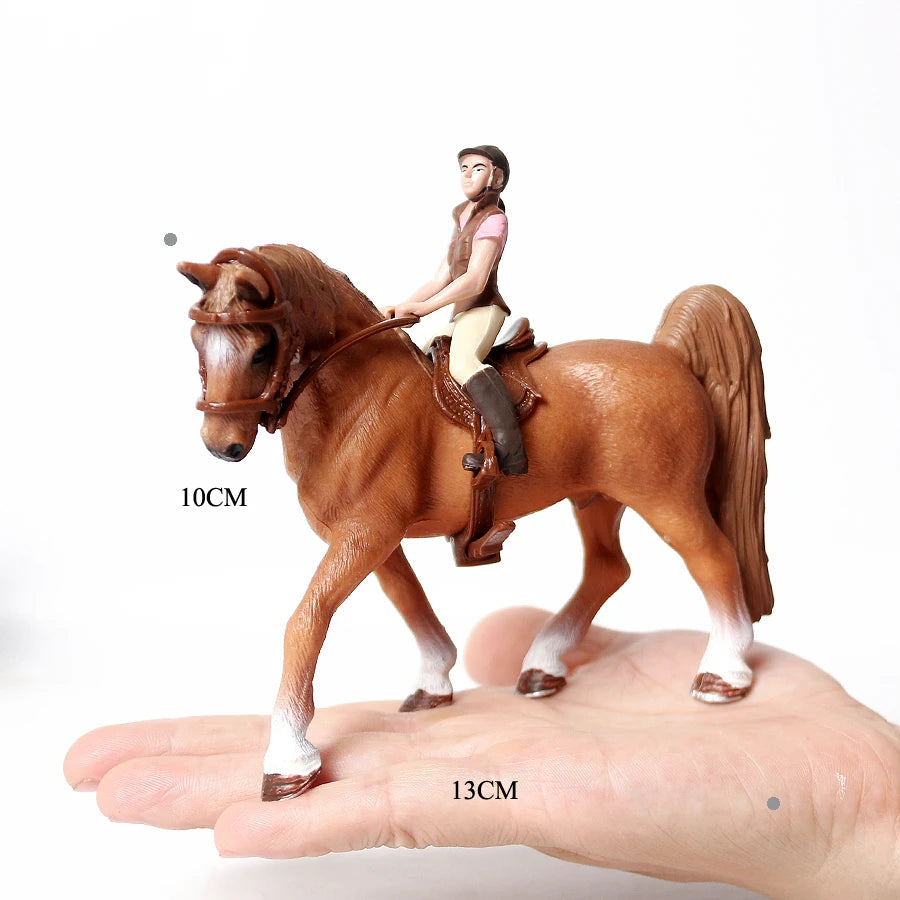 Realistic Equestrian Rider Horse with Saddle and Bridle Riding Playset Model Figures Decoration Educational Toys for Kids