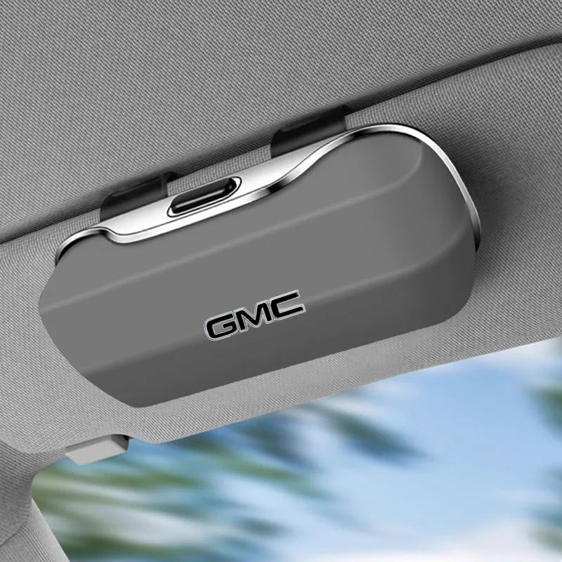 For GMC Car Sunglasses Holder, ABS Visor Glasses Case Clip Carbon Fiber Texture Car Sun Visor Glasses Box Storage