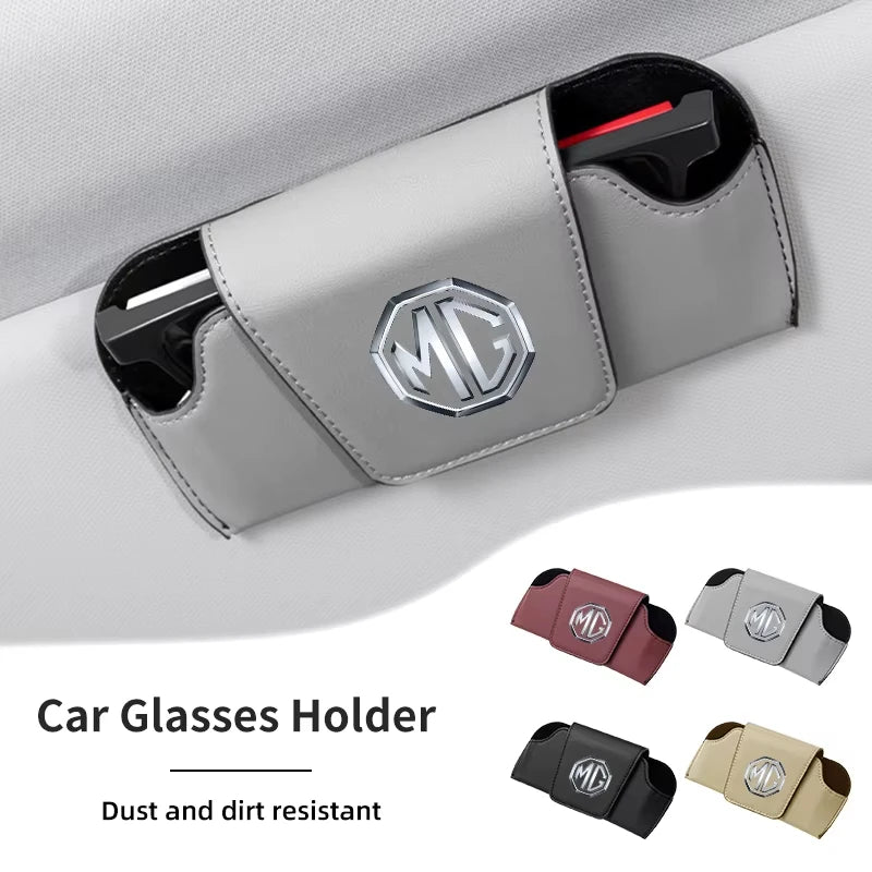 Leather Car Sun Visor Clip Glasses Case Sunglasses Storage Box Holder For MG ZS MG4 EV MG5 MG HS MG3 MG6 Interior Accessories