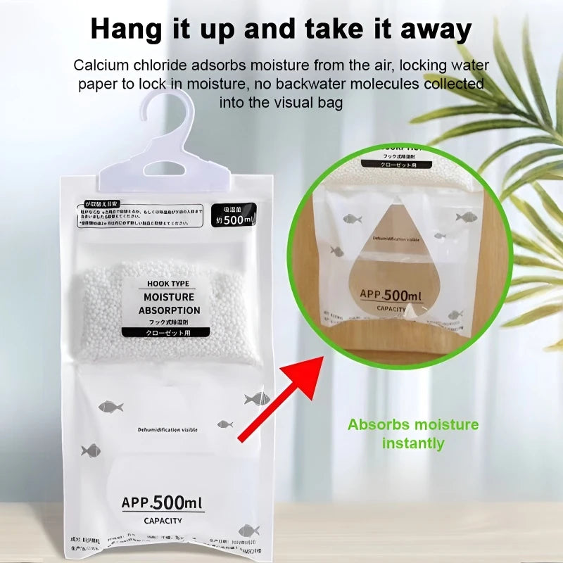 Hanging Dehumidifier Bag with Hook Household Hanging Dry Bag Desiccant MoistureProof Mildew Absorbent for Home Bathroom Wardrobe