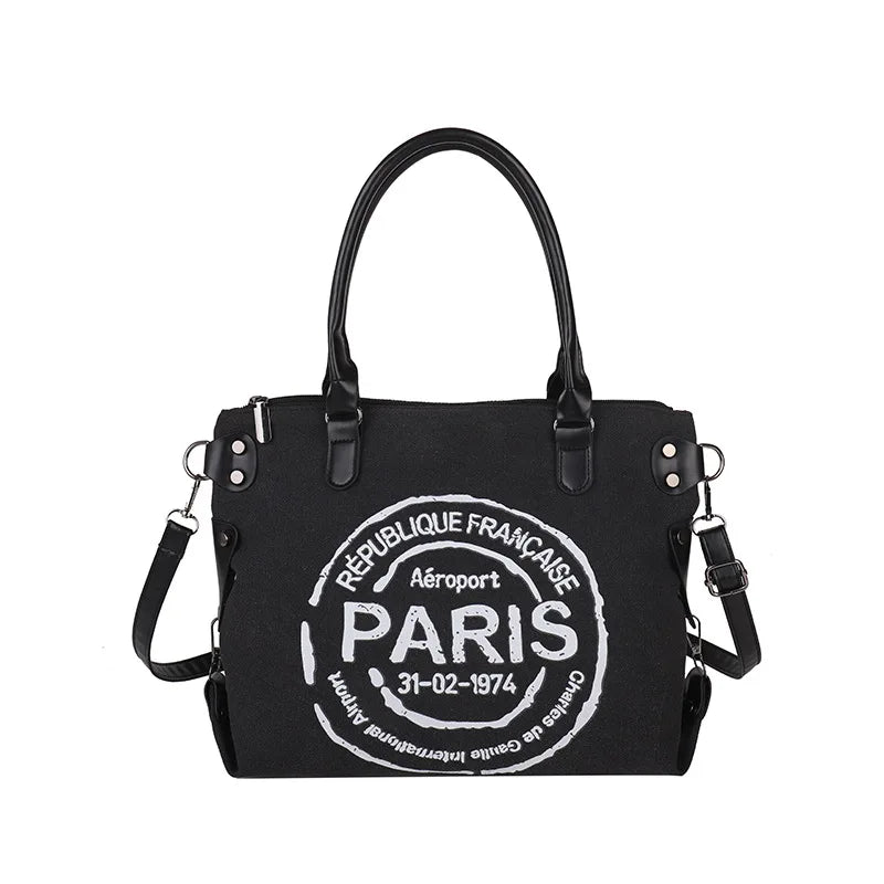 Fashionable handbag for women, trendy tote for commuting, large capacity single shoulder diagonal canvas bag