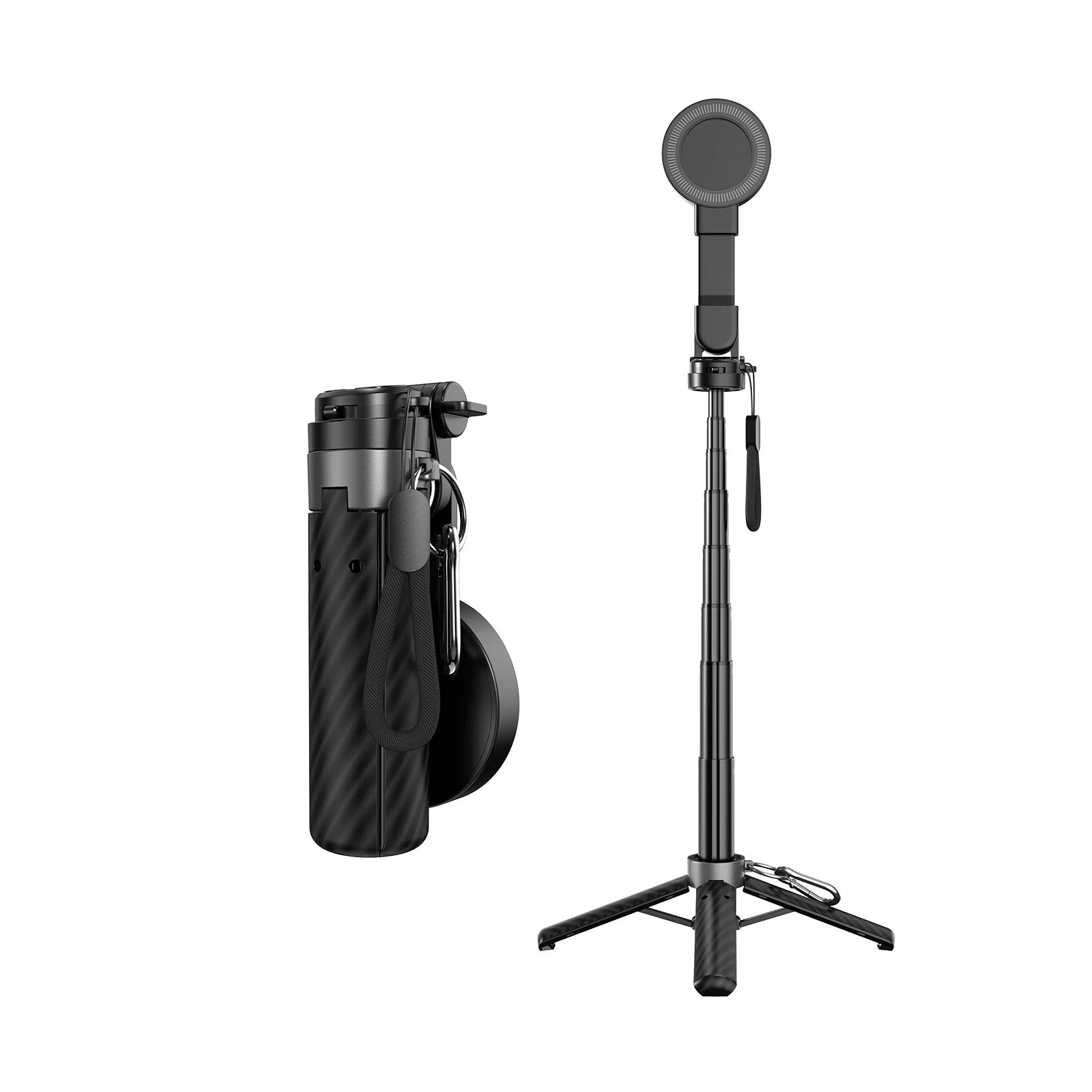 Portable Dual-Sided Magnetic Selfie Stick 25.78‘’Extendable Tripod Phone Stand with Wireless Remote Zoom for Live Streaming Vlog