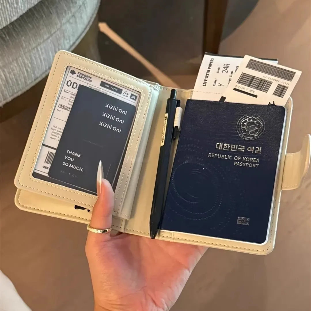Slim Multifunctional Passport Holder Genuine Leather Travel Document Organizer Multiple Card Slots New