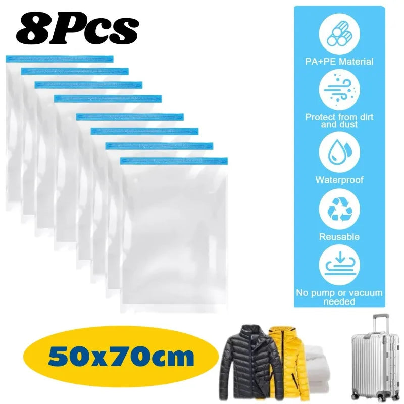 Thickened Vacuum Hand Roll Storage No Need for Pumping Compression and Sorting Bag Portable for Home Use Travel Luggage Clothing