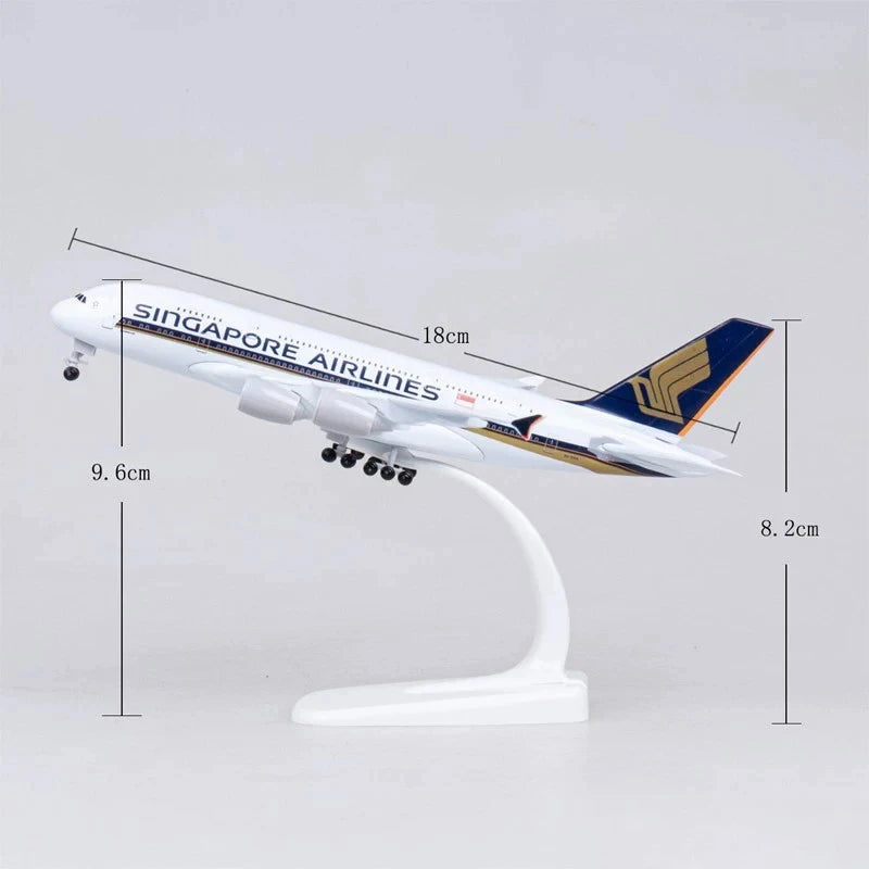 20CM Metal Alloy Aircraft Model A380 Singapore Airlines Airplane Diecast Children Toys Plane Model Toy Child Boys