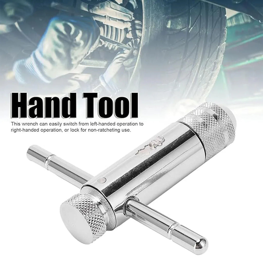 Ratchet T Handle Tap Wrench Machine Screw Thread Milling T-shape Taps Both Way Hand Tap Set Adjustable Manual Tapping for Home U