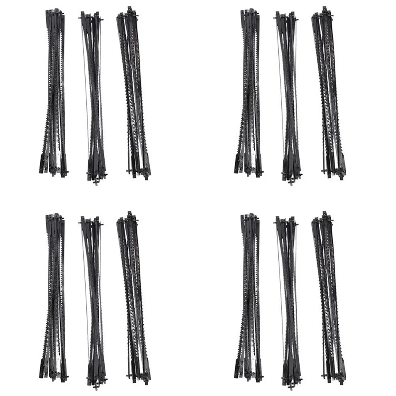 ABLQ 144Pcs Scroll Saw Blades 127Mm Carbon Steel Fretsaw Blades With Cross Pin 15/18/24 Teeth Standard Fine Cut Saw Blades