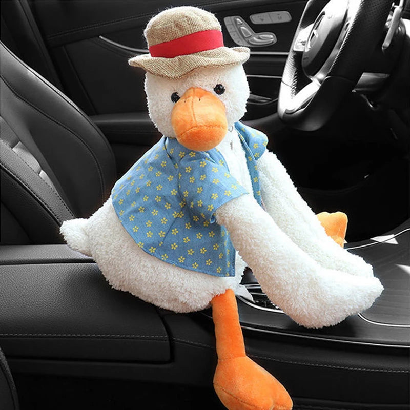 Car Drawer Box hang Cute Duck Plush Dolls  Car Hanging Net Red Creative Cute Car Tissue Bag Multi-function Car Supplies ornament