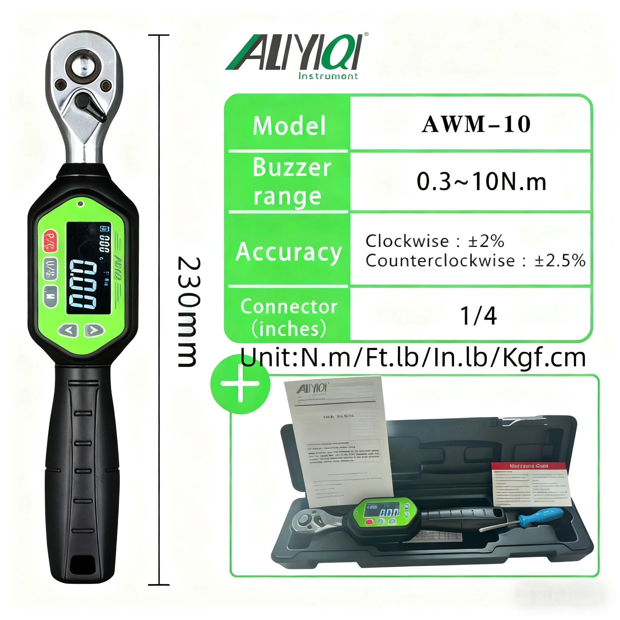 AWM 1/4,3/8,1/2 Screen Display And Regular Display  Portable Preset Wrench Bidirectional Ratchet Head Mini Digital Torque Wrench