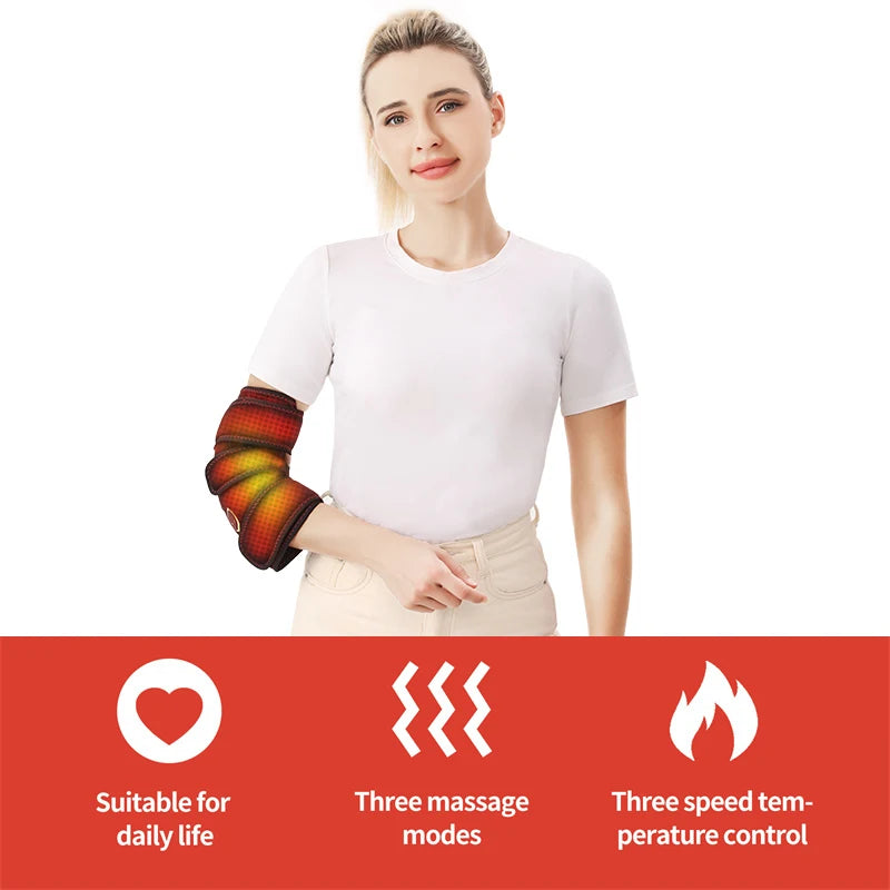 USB Electric Heating Elbow Brace Heating Pad Vibration Massage Wellness Protector Relieve Joint Fatigue Home Relax 3 Modes